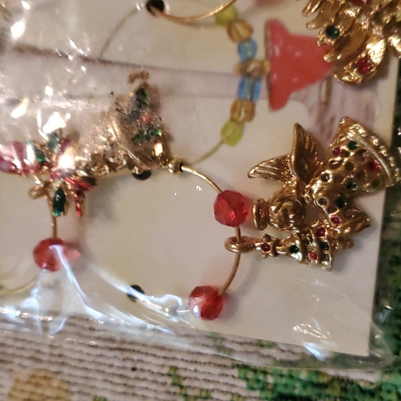 Vintage 90s New 2 set wine glass charms 8 pcs - Picture 5 of 8